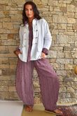 Sundaze Cheesecloth Chalk Stripe Classic Barrel Pant Aubergine