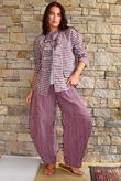 Sundaze Cheesecloth Chalk Stripe Classic Barrel Pant Aubergine