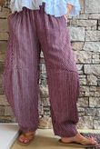 Sundaze Cheesecloth Chalk Stripe Classic Barrel Pant Aubergine