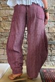 Sundaze Cheesecloth Chalk Stripe Classic Barrel Pant Aubergine