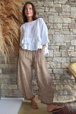 Sundaze Cheesecloth Chalk Stripe Classic Barrel Pant Hazelnut