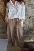 Sundaze Cheesecloth Chalk Stripe Classic Barrel Pant Hazelnut