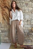 Sundaze Cheesecloth Chalk Stripe Classic Barrel Pant Hazelnut