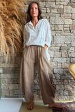 Sundaze Cheesecloth Chalk Stripe Classic Barrel Pant Hazelnut