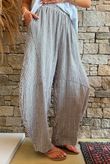 Sundaze Cheesecloth Chalk Stripe Classic Barrel Pant Mocha