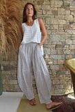Sundaze Cheesecloth Chalk Stripe Classic Barrel Pant White