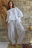 Sundaze Cheesecloth Chalk Stripe Classic Barrel Pant White