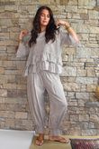 Sundaze Cheesecloth Chalk Stripe Frill Top Calico