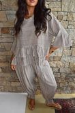 Sundaze Cheesecloth Chalk Stripe Frill Top Calico