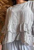 Sundaze Cheesecloth Chalk Stripe Frill Top Cloud