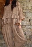 Sundaze Cheesecloth Chalk Stripe Frill Top Hazelnut