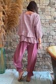 Sundaze Cheesecloth Chalk Stripe Frill Top Indian Pink