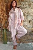 Sundaze Cheesecloth Chalk Stripe Frill Top Rose