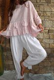 Sundaze Cheesecloth Chalk Stripe Frill Top Rose