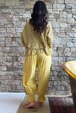 Sundaze Cheesecloth Chalk Stripe Frill Top Soft Ochre