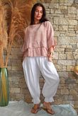 Sundaze Cheesecloth Chalk Stripe Frill Top Soft Terracotta