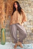Sundaze Cheesecloth Chalk Stripe Frill Top Tuscan Sun