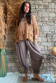 Sundaze Cheesecloth Chalk Stripe Frill Top Tuscan Sun