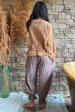 Sundaze Cheesecloth Chalk Stripe Frill Top Tuscan Sun