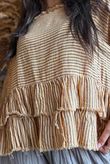 Sundaze Cheesecloth Chalk Stripe Frill Top Tuscan Sun