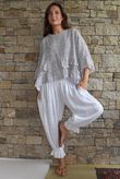Sundaze Cheesecloth Chalk Stripe Frill Top White