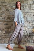 Sundaze Cheesecloth Chalk Stripe Frill Top White