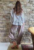 Sundaze Cheesecloth Chalk Stripe Frill Top White