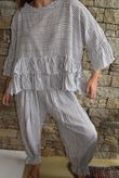 Sundaze Cheesecloth Chalk Stripe Frill Top White