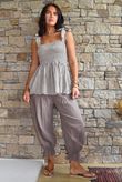 Sundaze Cheesecloth Chalk Stripe Tie Shoulder Top Calico