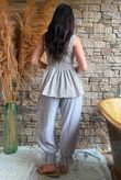 Sundaze Cheesecloth Chalk Stripe Tie Shoulder Top Cloud