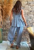 Sundaze Cheesecloth Chalk Stripe Tie Shoulder Top Denim