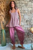 Sundaze Cheesecloth Chalk Stripe Tie Shoulder Top Indian Pink