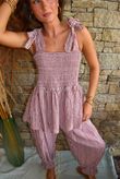 Sundaze Cheesecloth Chalk Stripe Tie Shoulder Top Indian Pink