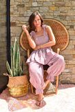 Sundaze Cheesecloth Chalk Stripe Tie Shoulder Top Indian Pink