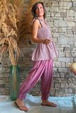 Sundaze Cheesecloth Chalk Stripe Tie Shoulder Top Indian Pink
