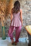 Sundaze Cheesecloth Chalk Stripe Tie Shoulder Top Indian Pink