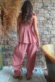 Sundaze Cheesecloth Chalk Stripe Tie Shoulder Top Indian Red