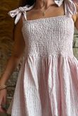 Sundaze Cheesecloth Chalk Stripe Tie Shoulder Top Rose