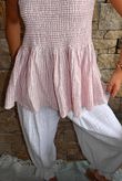 Sundaze Cheesecloth Chalk Stripe Tie Shoulder Top Rose