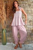 Sundaze Cheesecloth Chalk Stripe Tie Shoulder Top Rose
