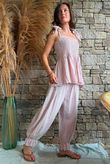 Sundaze Cheesecloth Chalk Stripe Tie Shoulder Top Rose