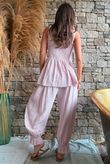 Sundaze Cheesecloth Chalk Stripe Tie Shoulder Top Rose