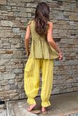 Sundaze Cheesecloth Chalk Stripe Tie Shoulder Top Soft Ochre