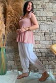 Sundaze Cheesecloth Chalk Stripe Tie Shoulder Top Soft Terracotta