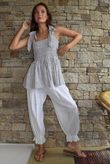 Sundaze Cheesecloth Chalk Stripe Tie Shoulder Top White