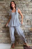 Sundaze Cheesecloth Chalk Stripe Tie Shoulder Top White