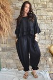 Sundaze Cheesecloth Frill Top Black