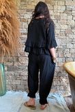 Sundaze Cheesecloth Frill Top Black