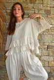 Sundaze Cheesecloth Frill Top Calico