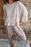 Sundaze Cheesecloth Frill Top Calico